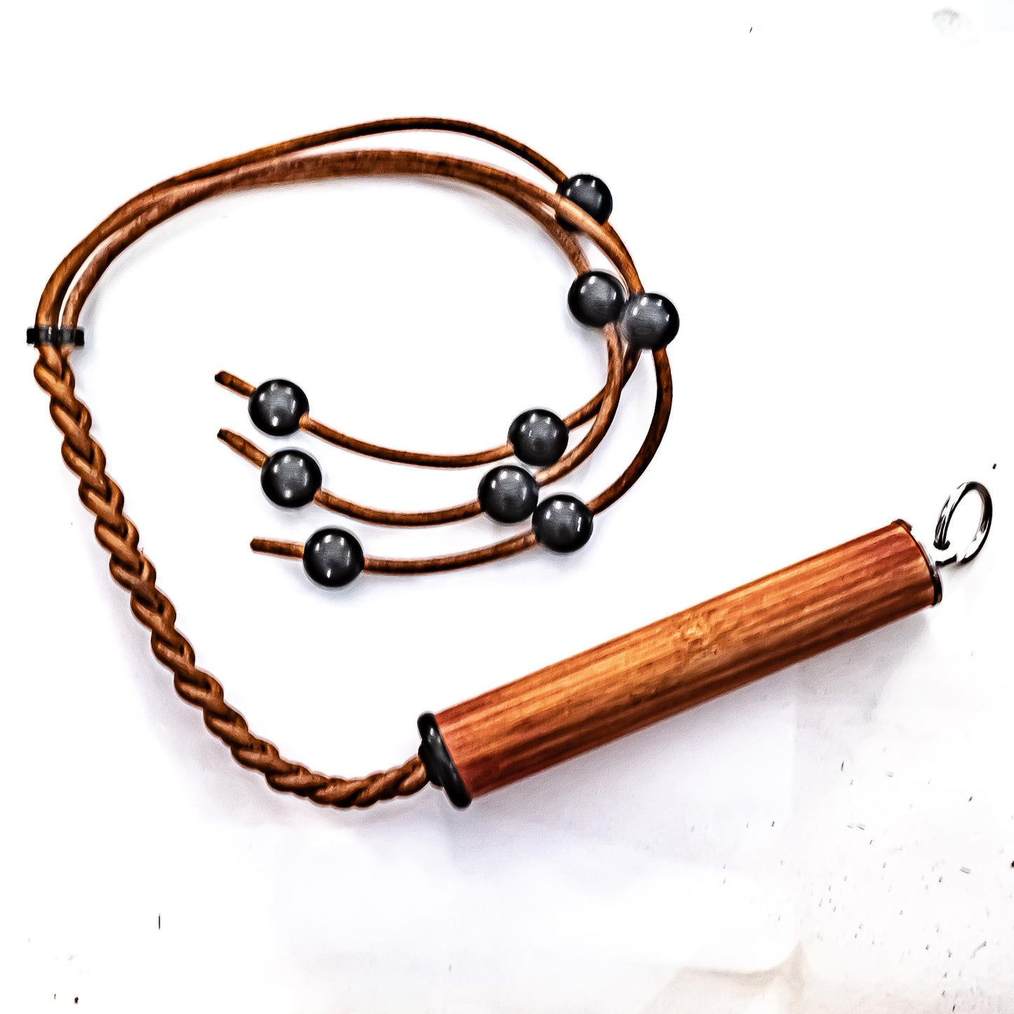 Flagrum/Play. Roman whip (76cm/30") based on an antique model, with rubber balls BDSM