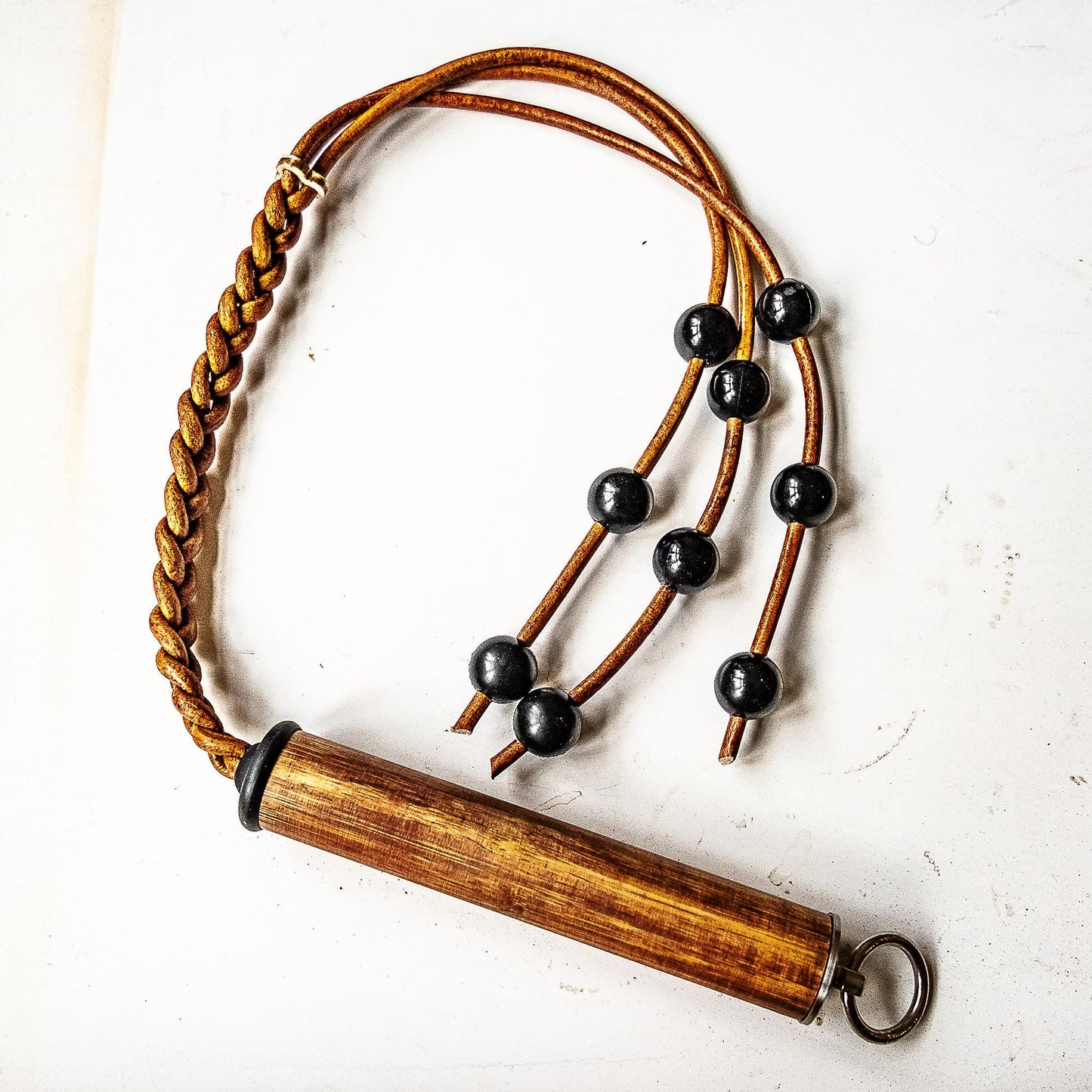 Flagrum/Play. Roman whip (76cm/30") based on an antique model, with rubber balls BDSM