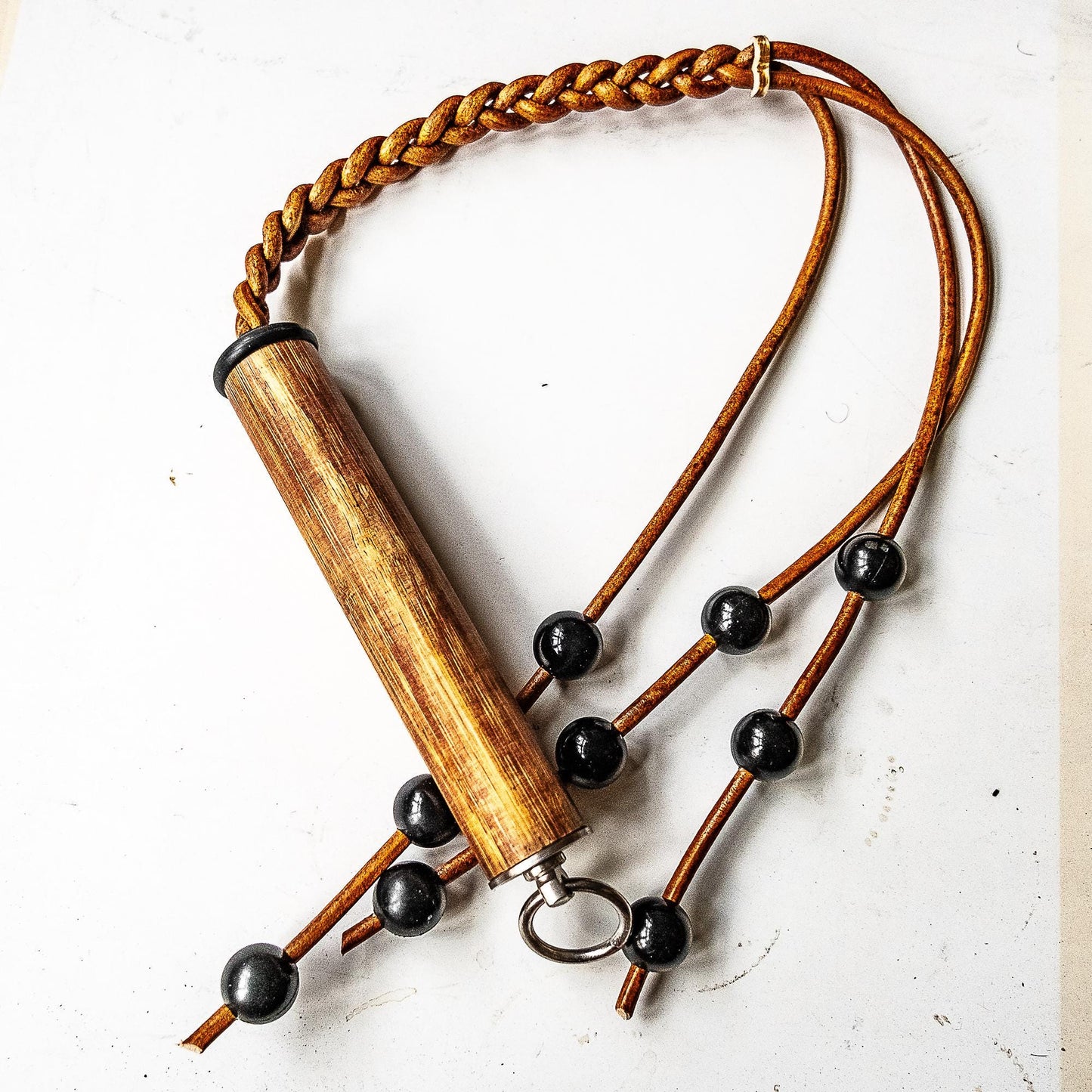 Flagrum/Play. Roman whip (76cm/30") based on an antique model, with rubber balls BDSM