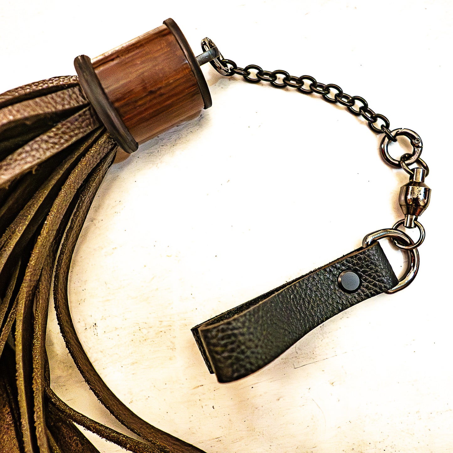 POI/Schoko Fingerflogger (Paar, je 33cm Leder + 25cm Fingerschlaufen und Kette)