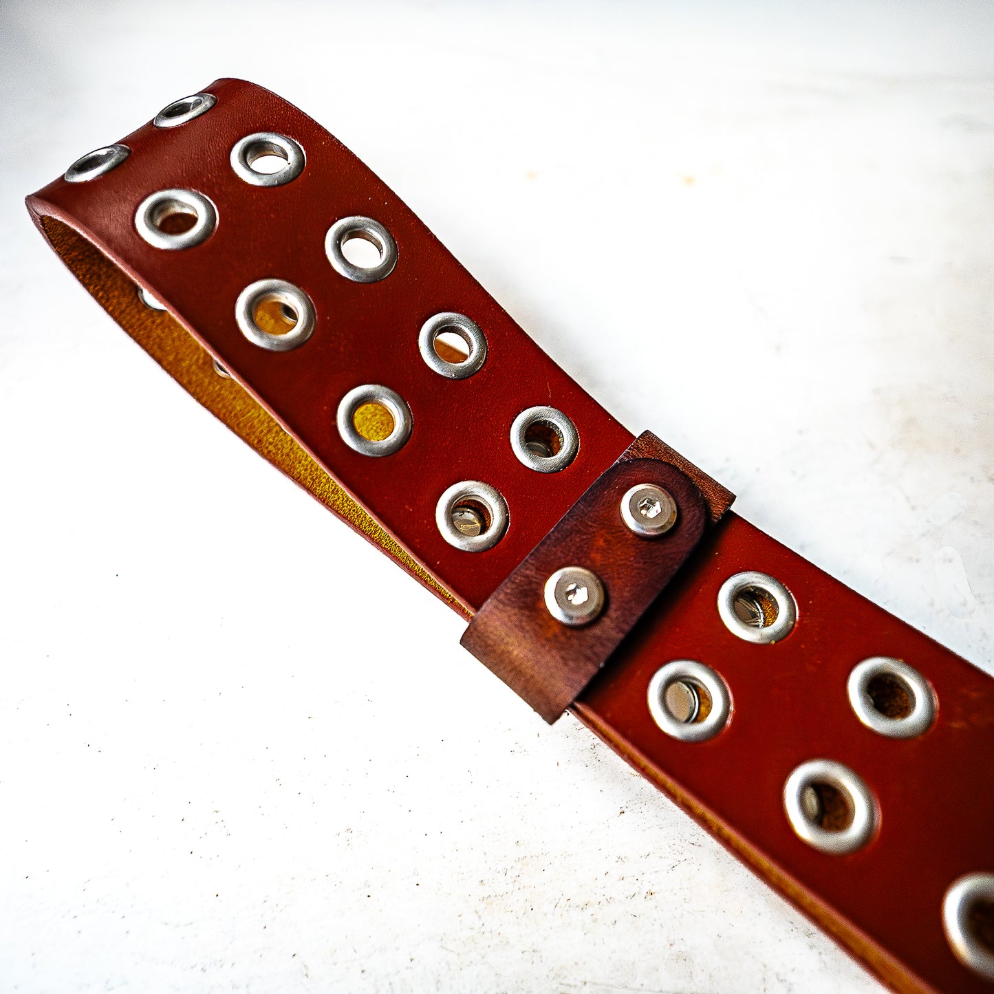 Dad's belt (#2). Loop whip made from an old studded belt 56cm/22"