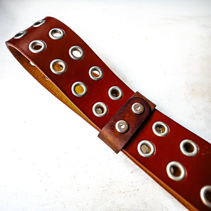 Dad's belt (#2). Loop whip made from an old studded belt 56cm/22"