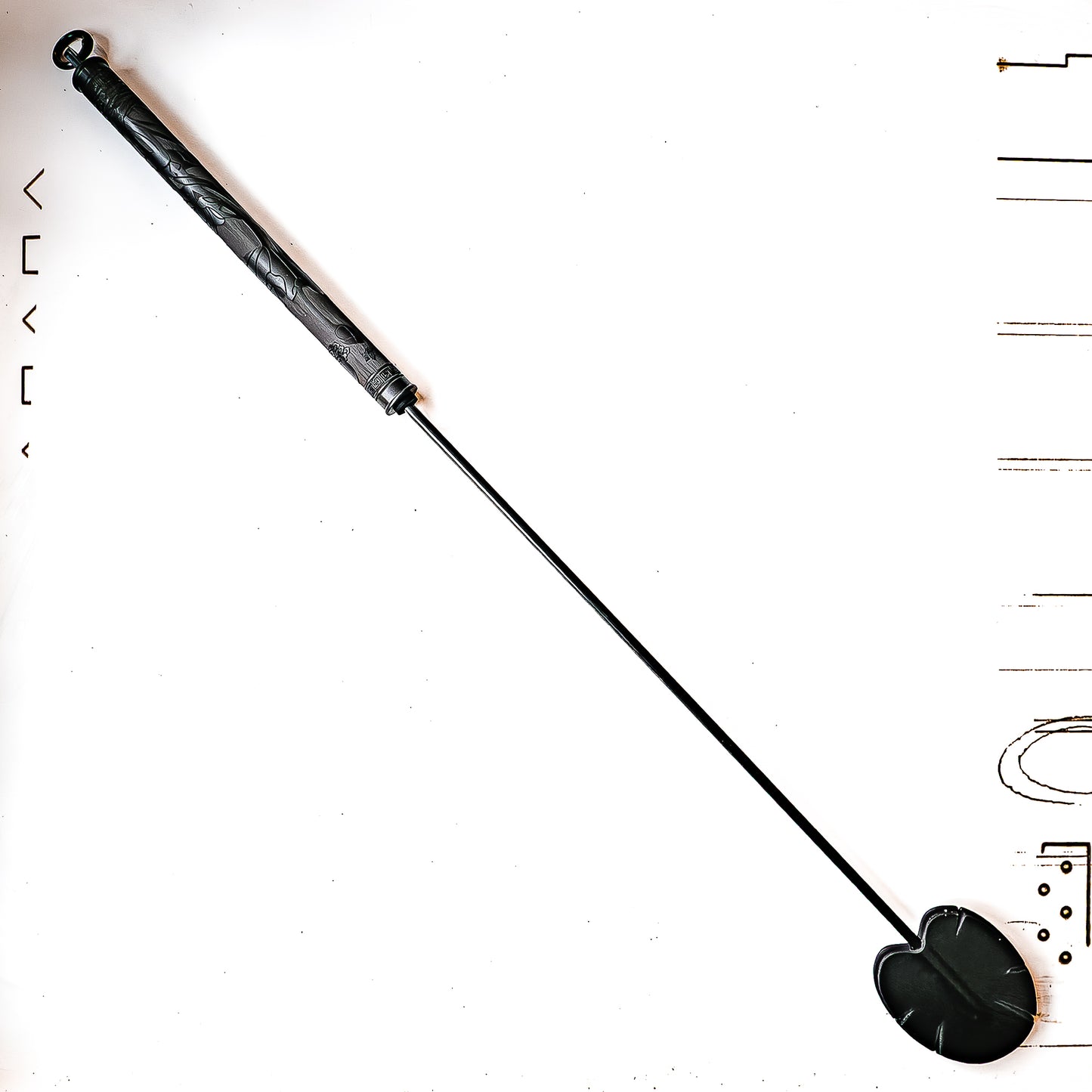 Lotus. 59cm/23" Asian carbon riding crop with lotus motif.