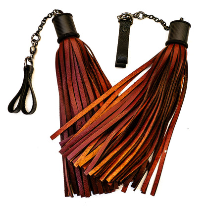 Poi/Blutrot. Fingerflogger (Paar, je 30cm Leder +  20cm Griff, Fingerschlaufen und Kette)