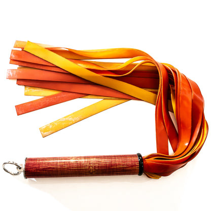 Latex / Blood Orange. 24" light latex flogger with wide falls