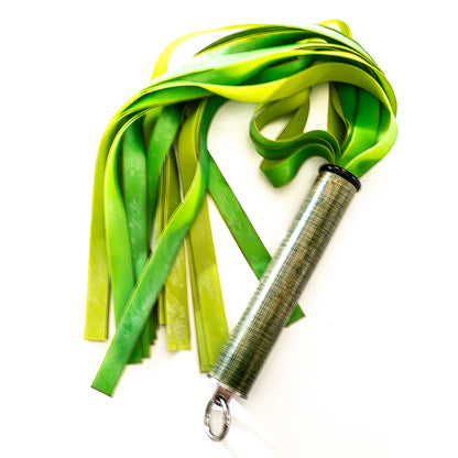 Latex / Lime. 61cm/24" Lightweight Latex Flogger with Wide Falls (Copy)