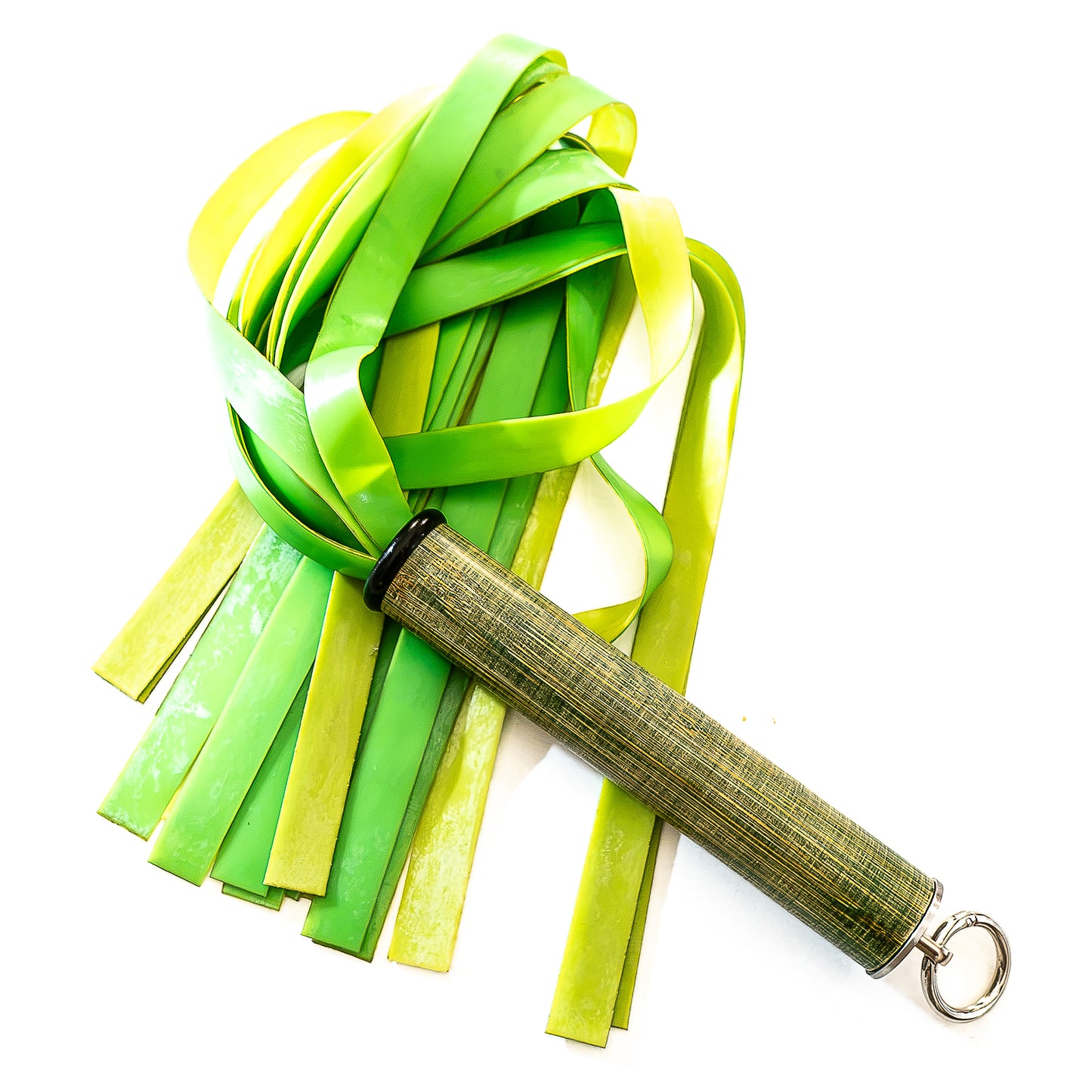 Latex / Lime. 61cm/24" Lightweight Latex Flogger with Wide Falls (Copy)