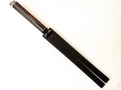 Tawse/Heavy/Black. 51cm/20", double-tongued paddle made of 2 x 4mm thick sole leather